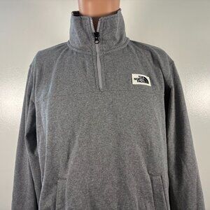 The North Face Sweatshirt Mens Size L Grey Quarter Zip Pullover Heritage Patch